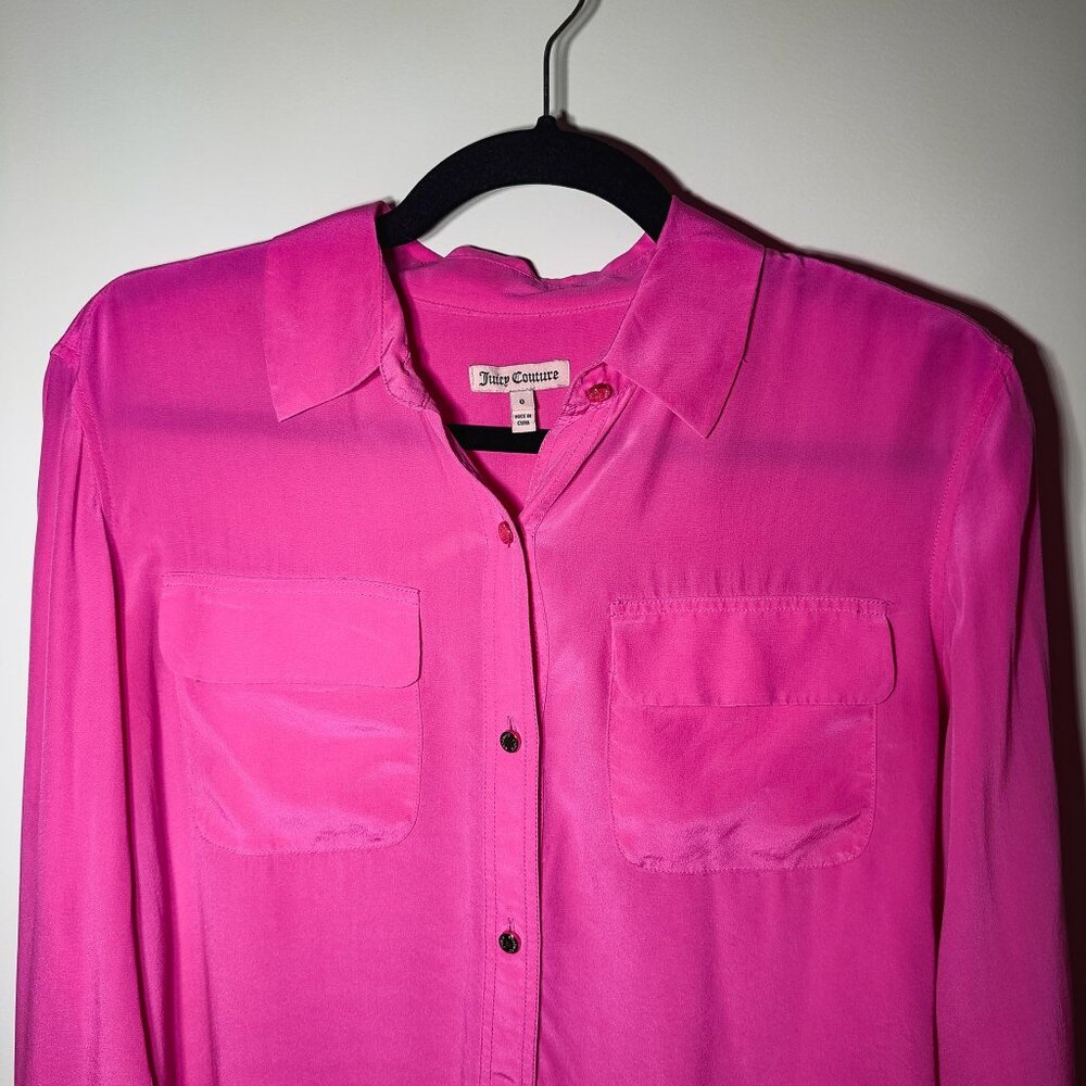 JUICY COUTURE Silk Sloane Blouse - Pink - Size 0